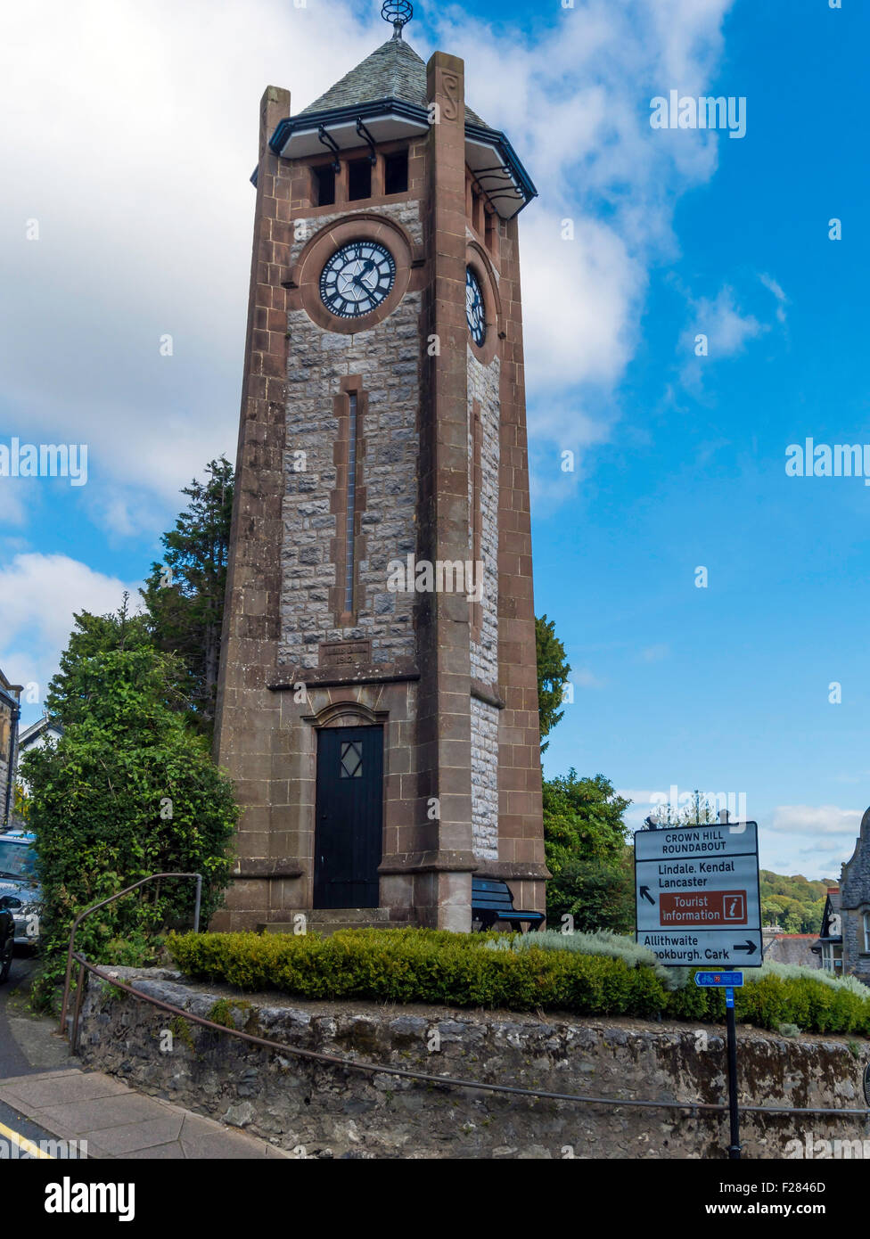 The clock tower built 1912 on Crown Hill Grange over Sands Cumbria UK