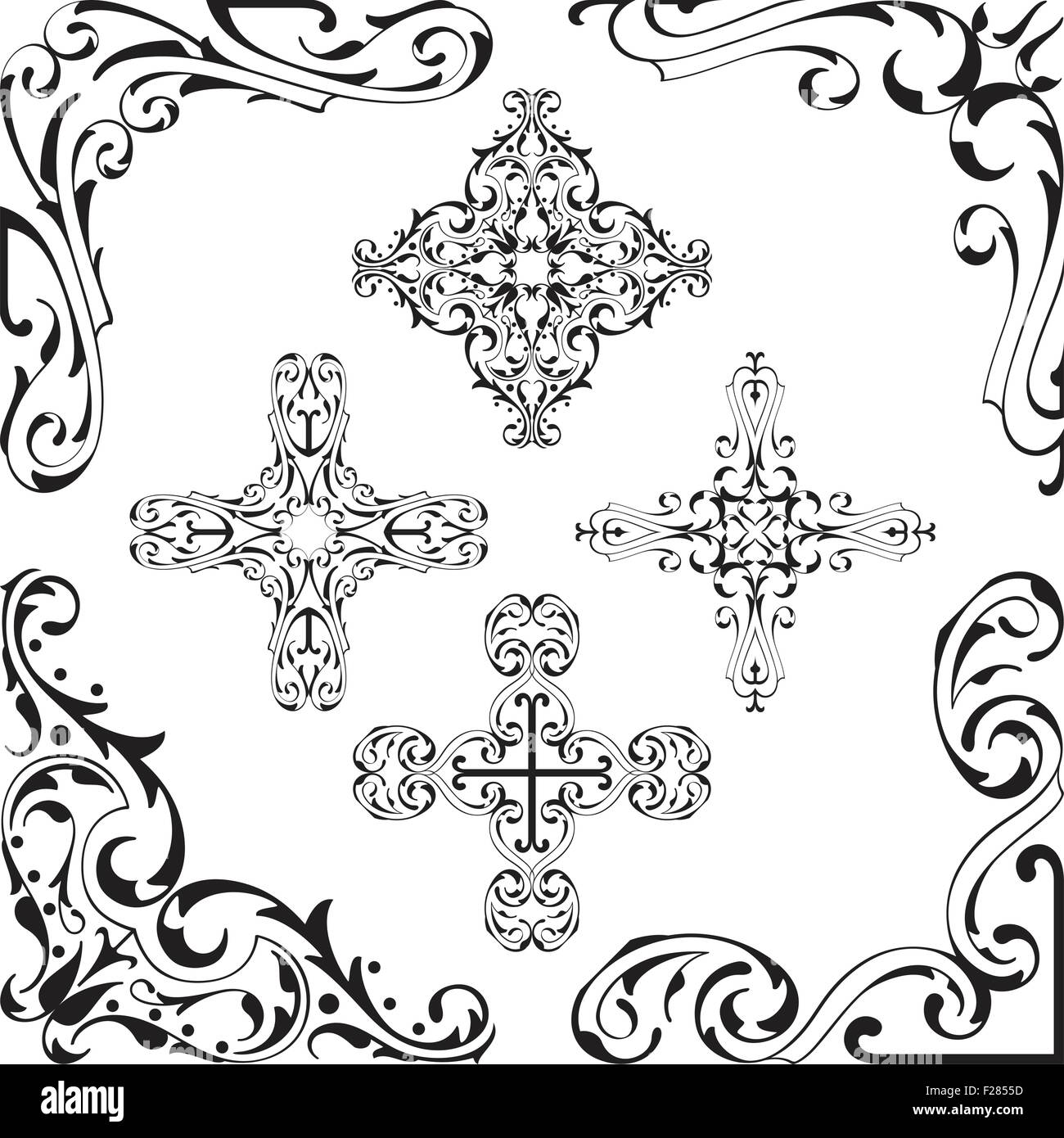 Art vintage corner set is isolated on white Stock Vector Image & Art ...