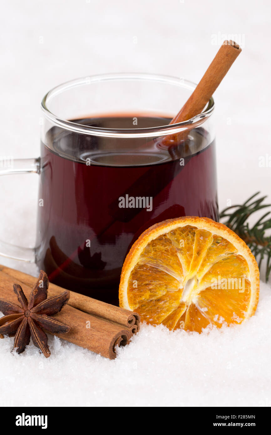 Drinking mulled wine in winter alcohol drink with snow Stock Photo Alamy