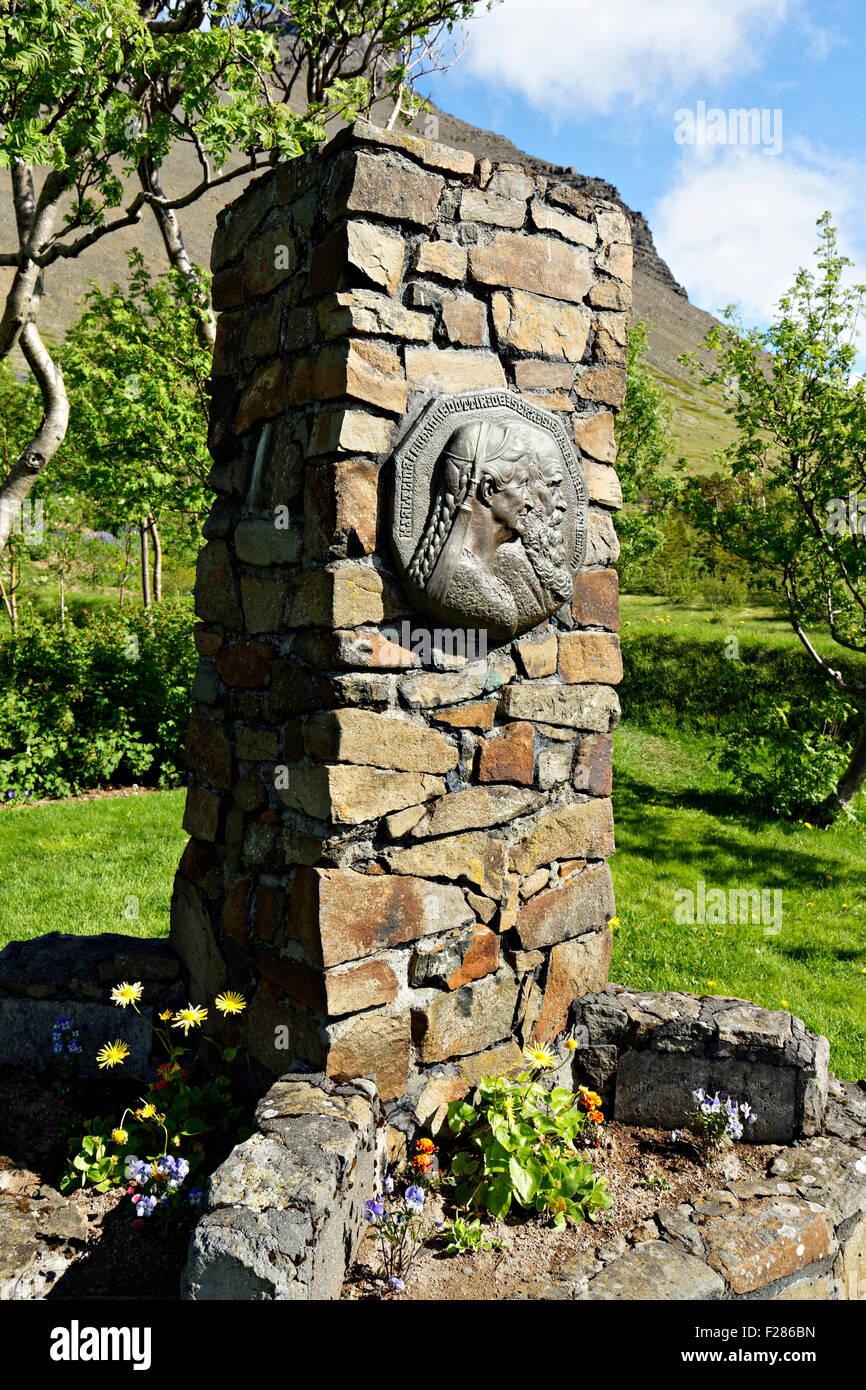 Skrudur garden memorial, Isafjorour, Westfjords, Iceland, Europe. Stock Photo