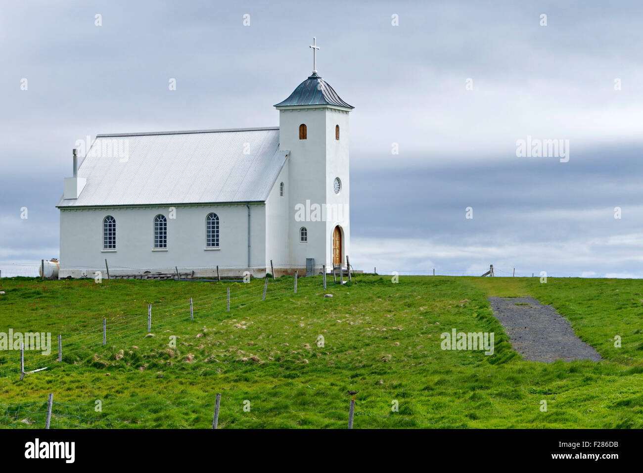 Church of  Flatey, Flatey  Island, Iceland, Europe. Stock Photo