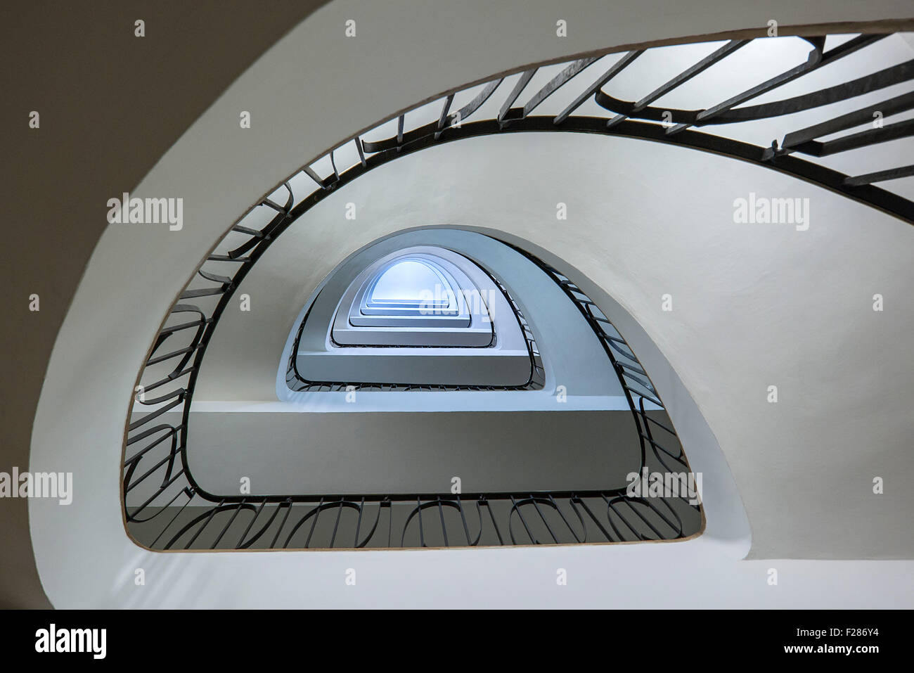 Stairs, spiral staircase, looking up, Munich, Bavaria, Germany Stock Photo