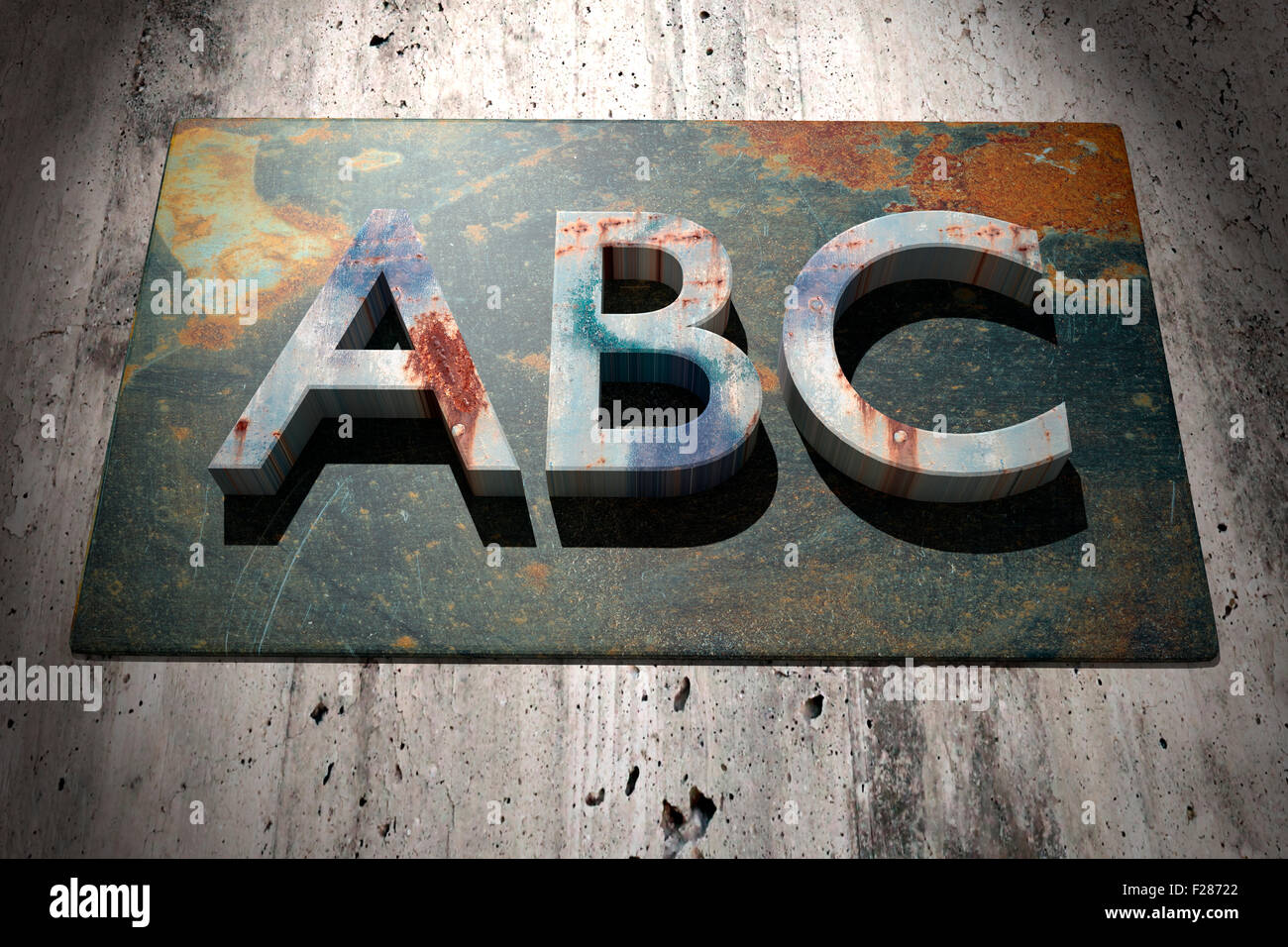 3d rendering of old and rustic abc letters Stock Photo - Alamy