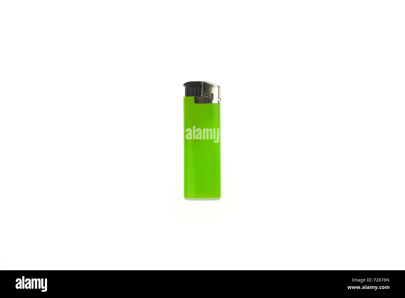 Green disposable cigarette lighter, white background Stock Photo Alamy