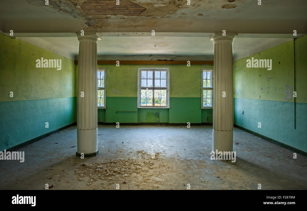 Hall in the former russischen officer barracks in Wünsdorf, Brandenburg, Germany Stock Photo