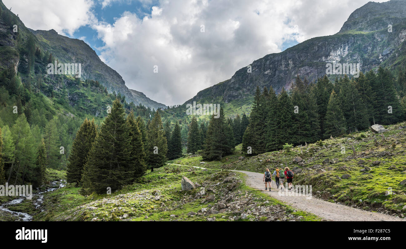 Hikers in Rohrmoos-Untertal, Styria, Austria Stock Photo