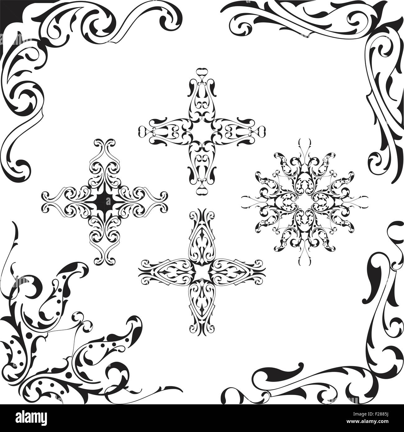 Cool Vintage Corner Set Is On White Stock Vector Image Art Alamy