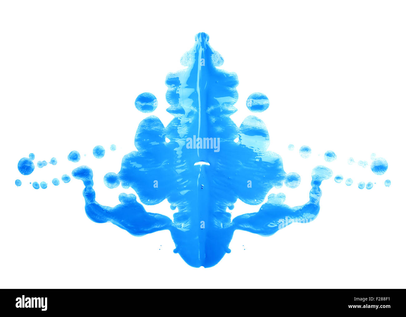 Symmetric abstract paint blot as in a Rorschach test isolated over the white background Stock Photo