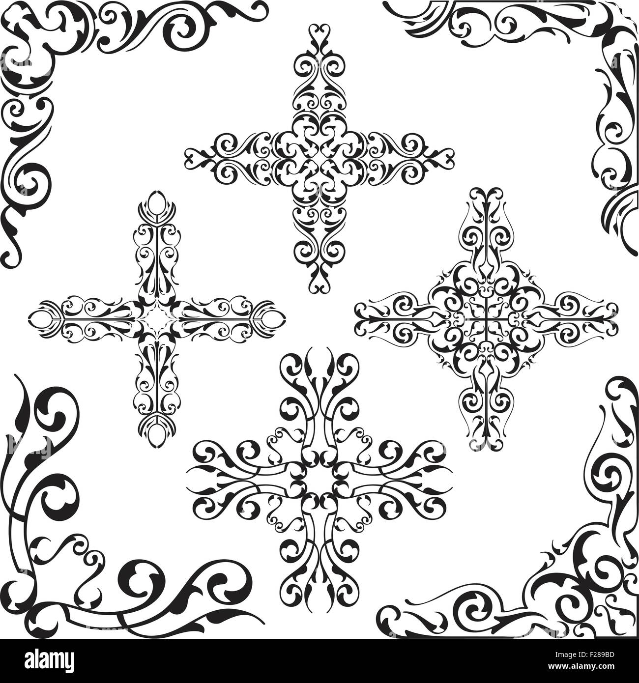 Baroque luxury corner art set on white Stock Vector Image & Art - Alamy