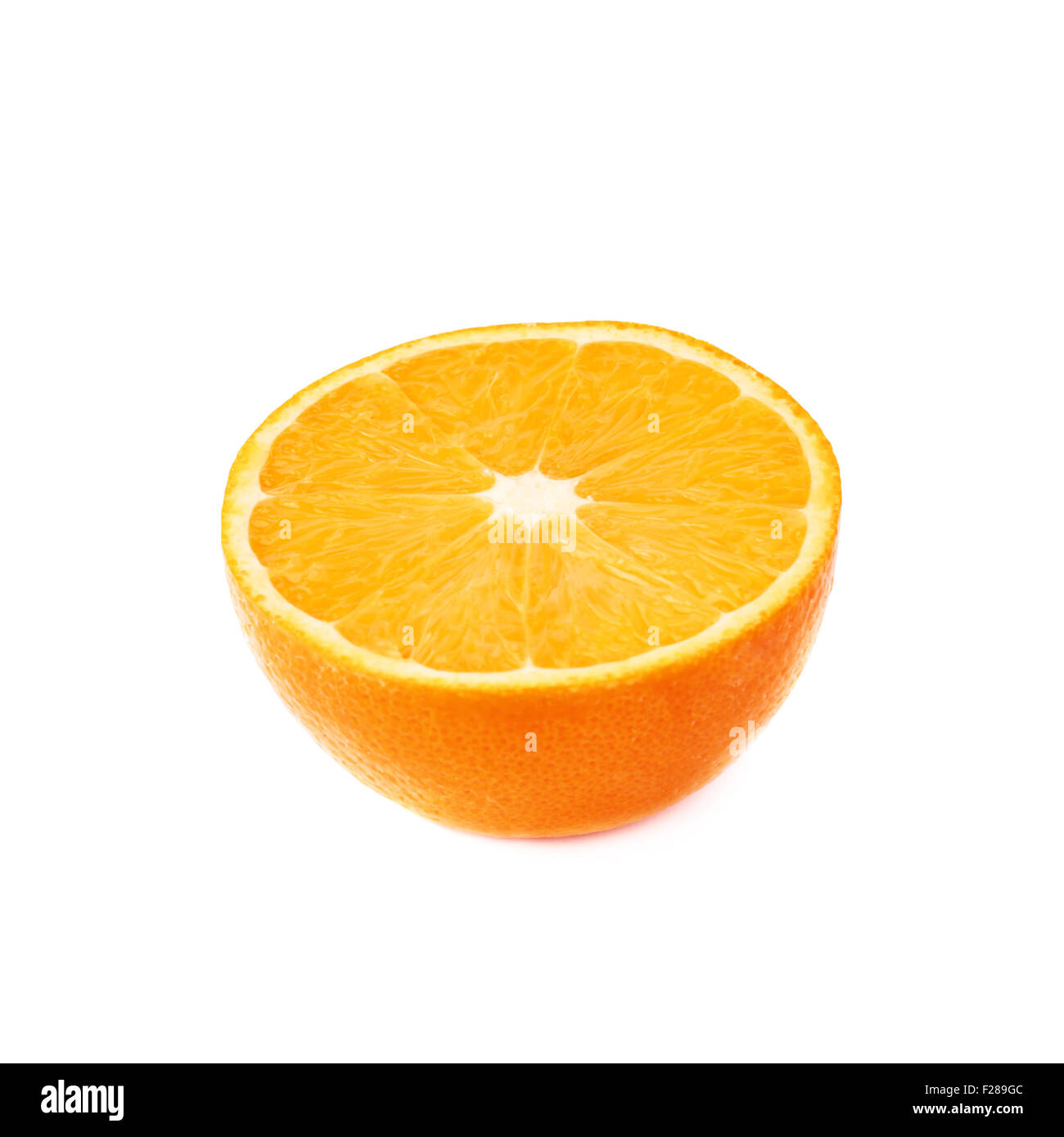 Single ripe orange cut in half isolated over the white background Stock ...