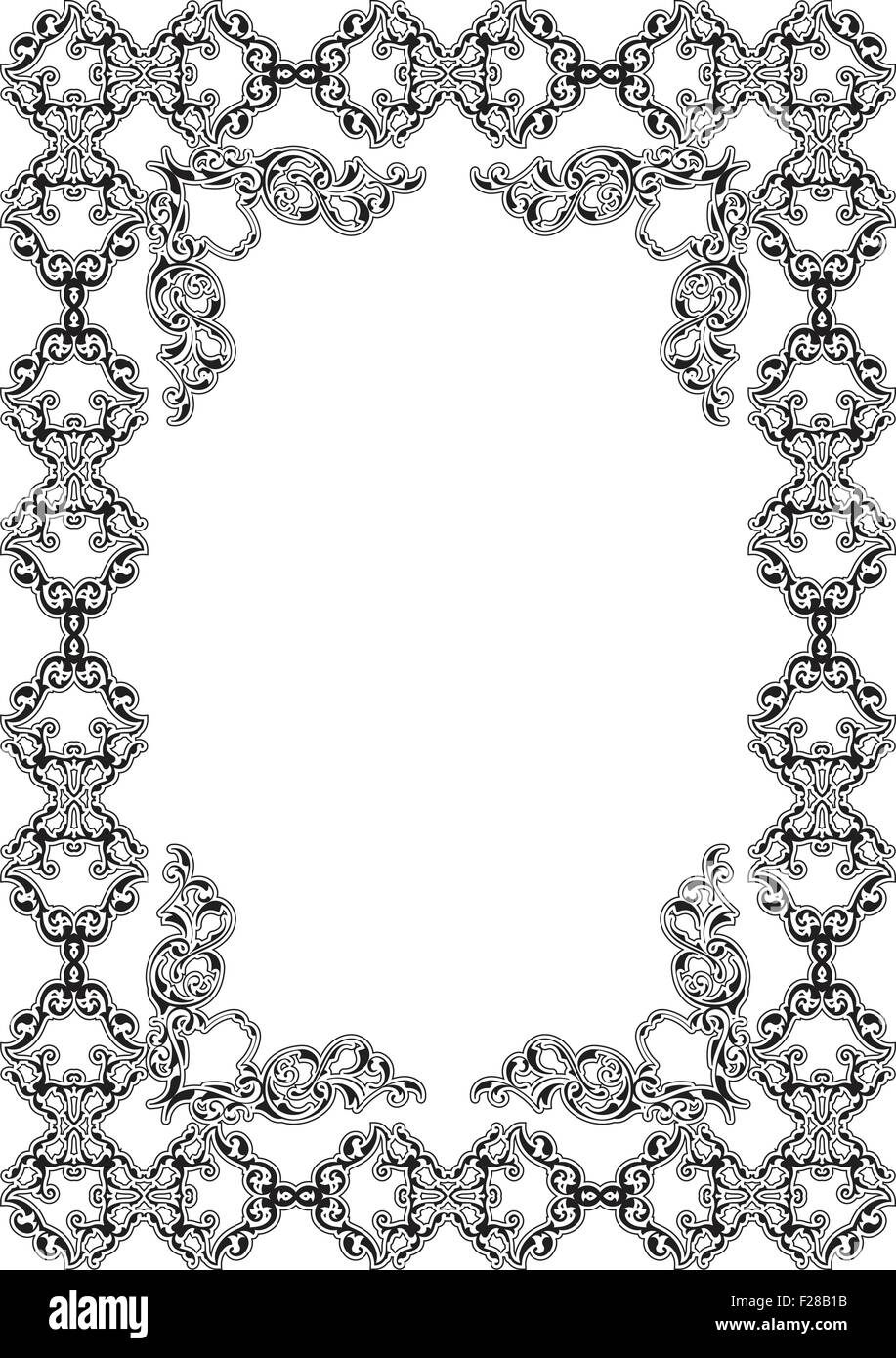 Nice baroque ornate frame isolated on white Stock Vector