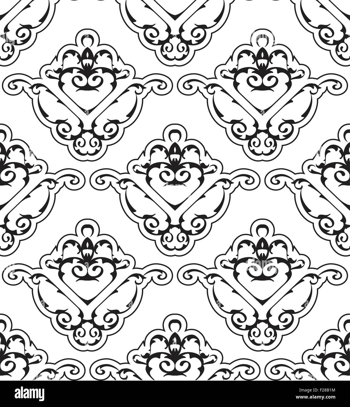 Ornate seamless victorian pattern on white Stock Vector