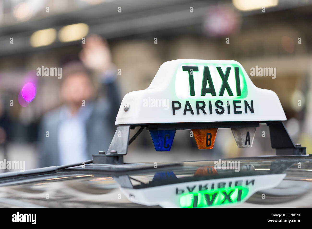 Casual business man catch taxi Stock Photo