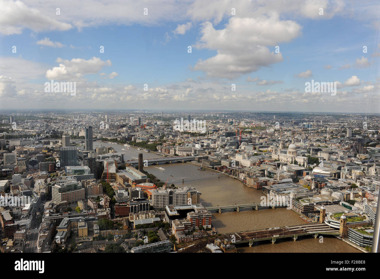 London UK - View looking north west across London from The Shard over the River Thames Stock Photo