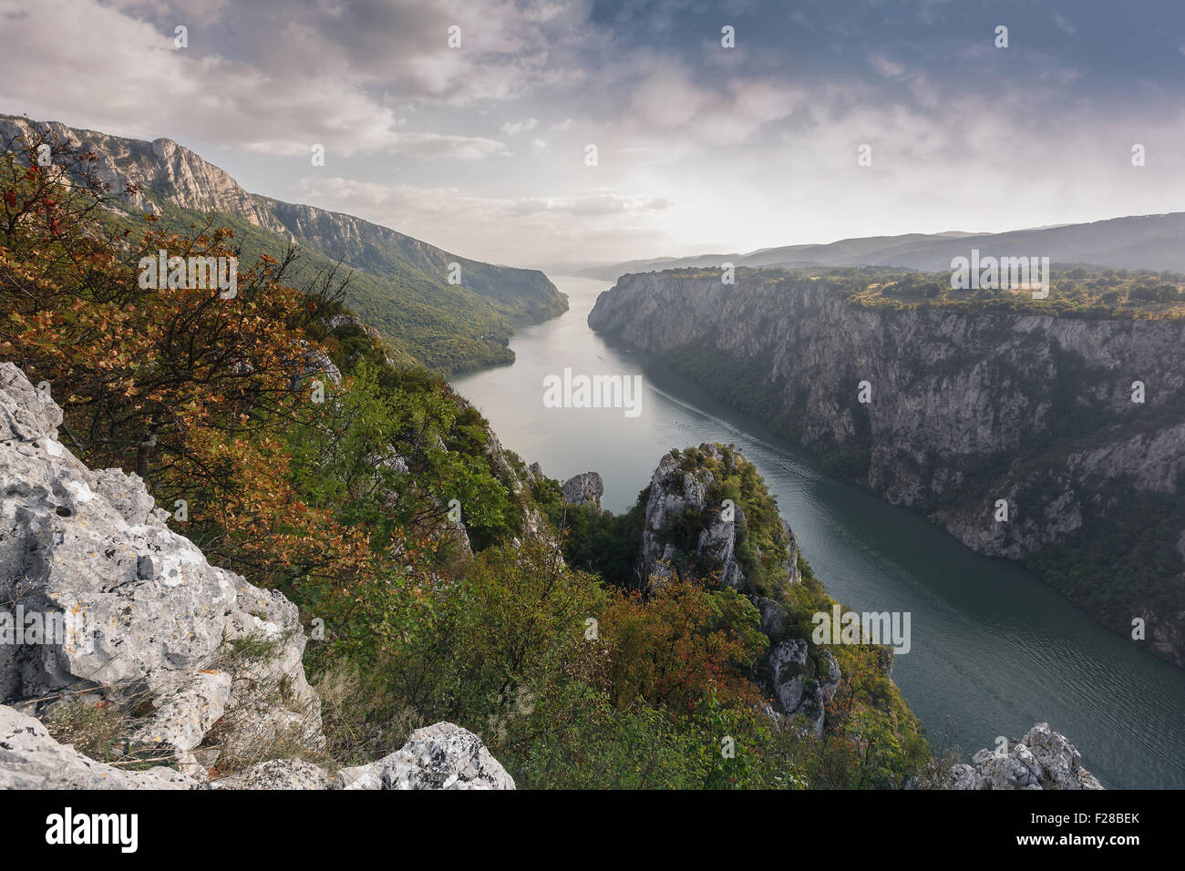 Danube river. Cliffs over Danube river, Djerdap National park, east Serbia Stock Photo