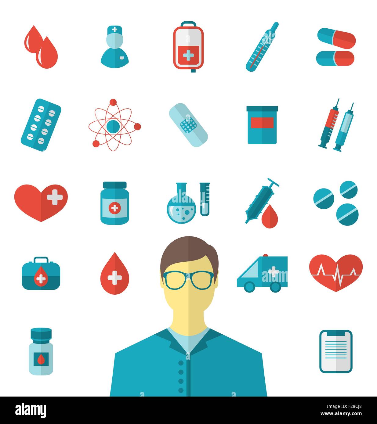Collection trendy flat medical icons isolated on white backgroun Stock ...