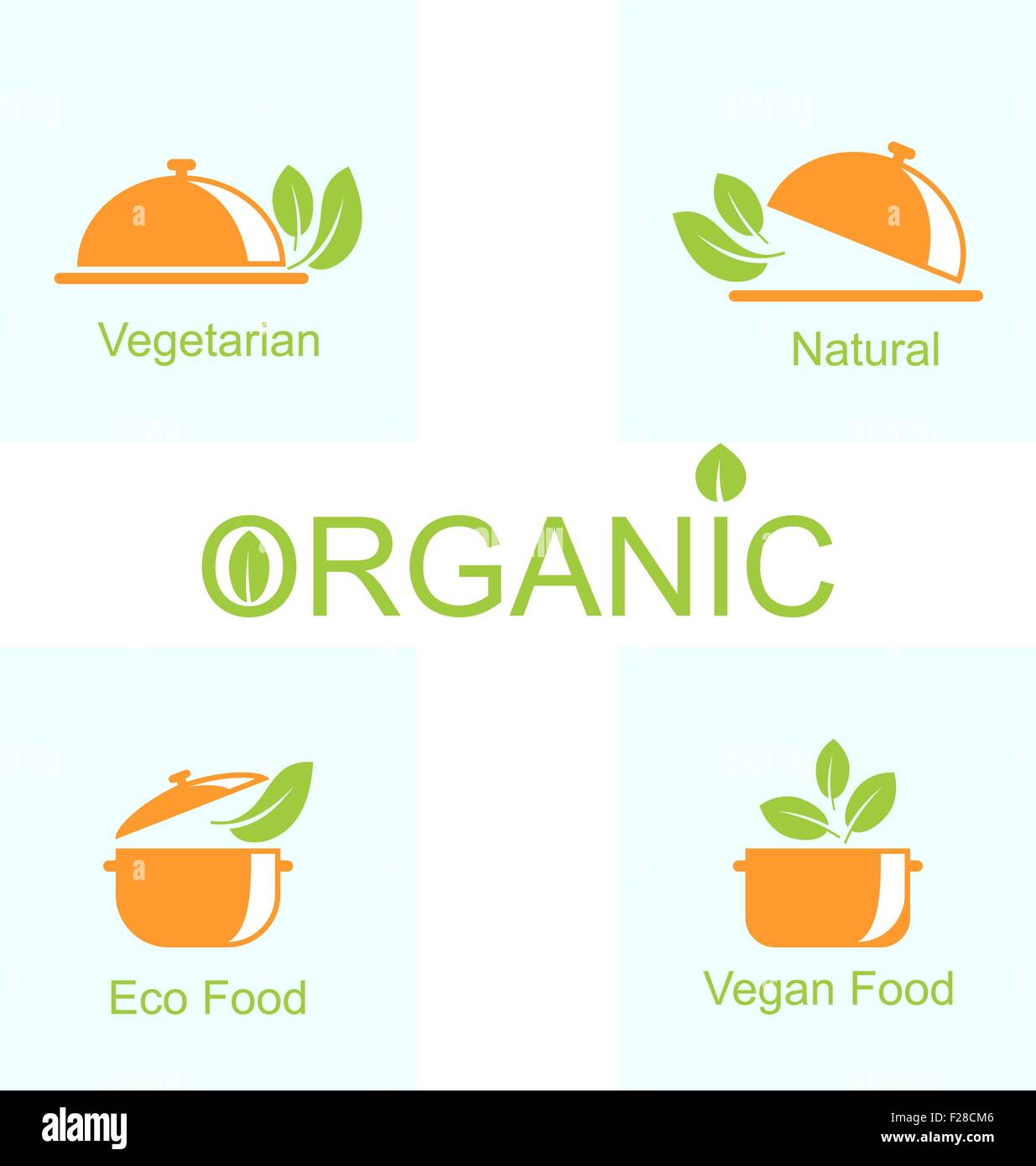 set vector labels and emblems of health and vegetarian food Stock ...