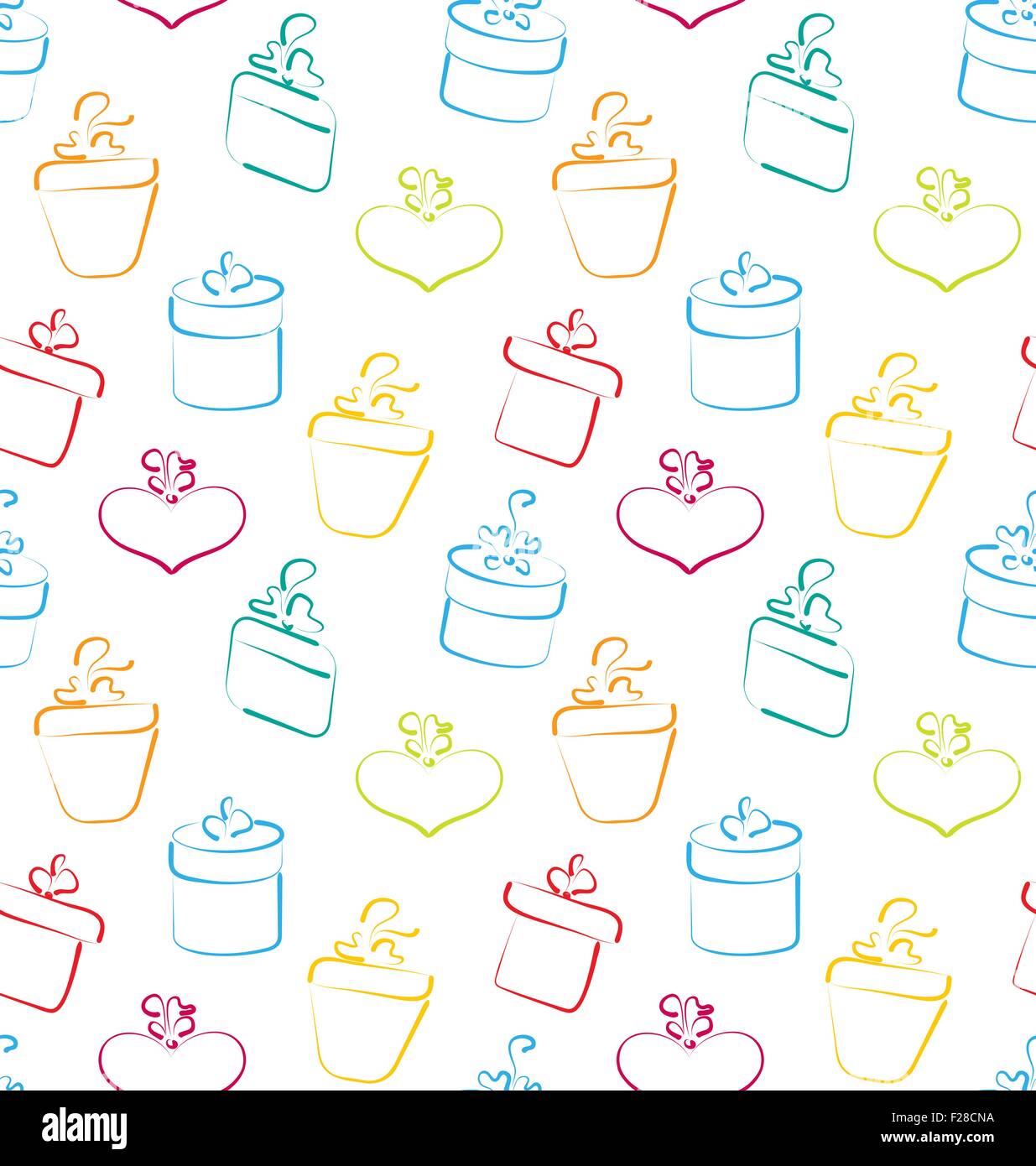 Seamless Wallpaper of Sketch Colorful Gift Boxes Stock Vector Image