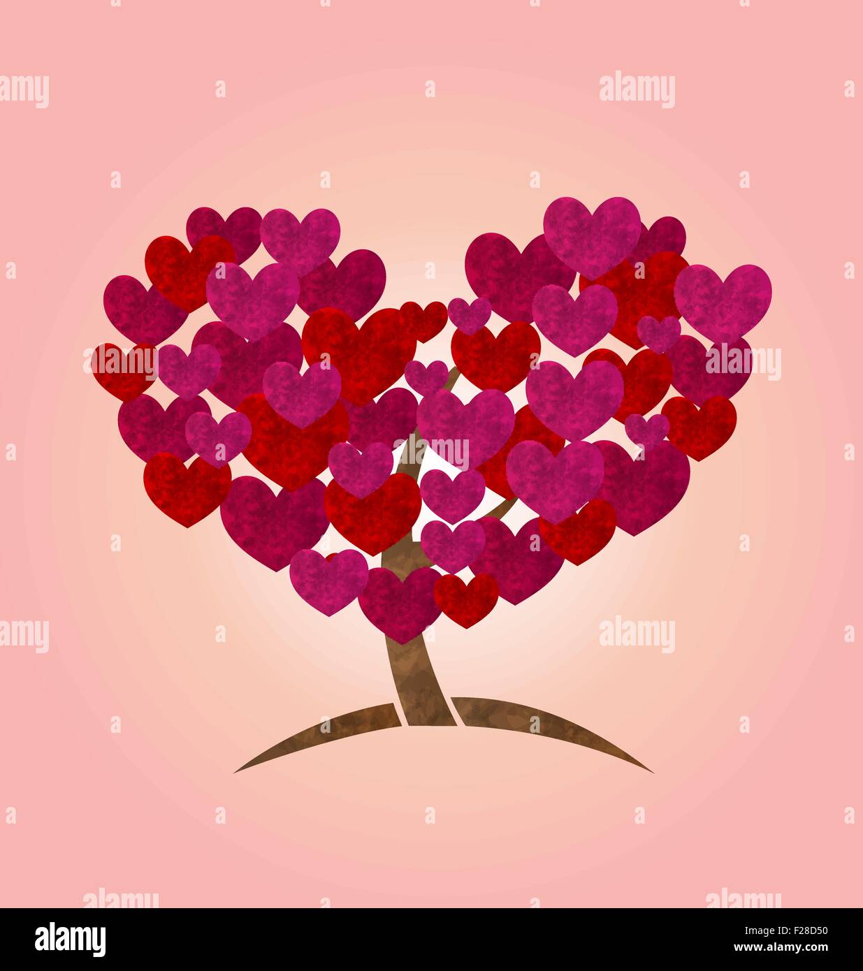 Concept of tree with heart leaves for Valentines Day Stock Vector Image ...