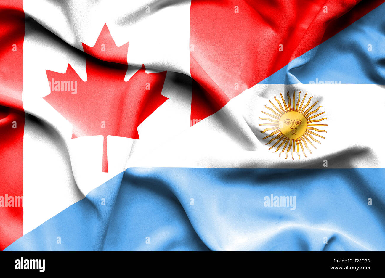 Waving flag of Argentina and Canada Stock Photo - Alamy