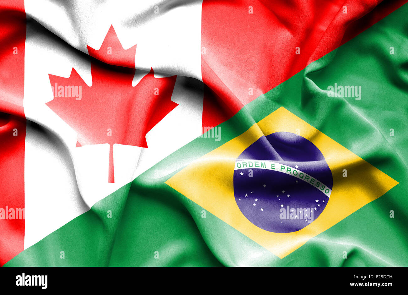 Waving flag of Brazil and Canada Stock Photo - Alamy