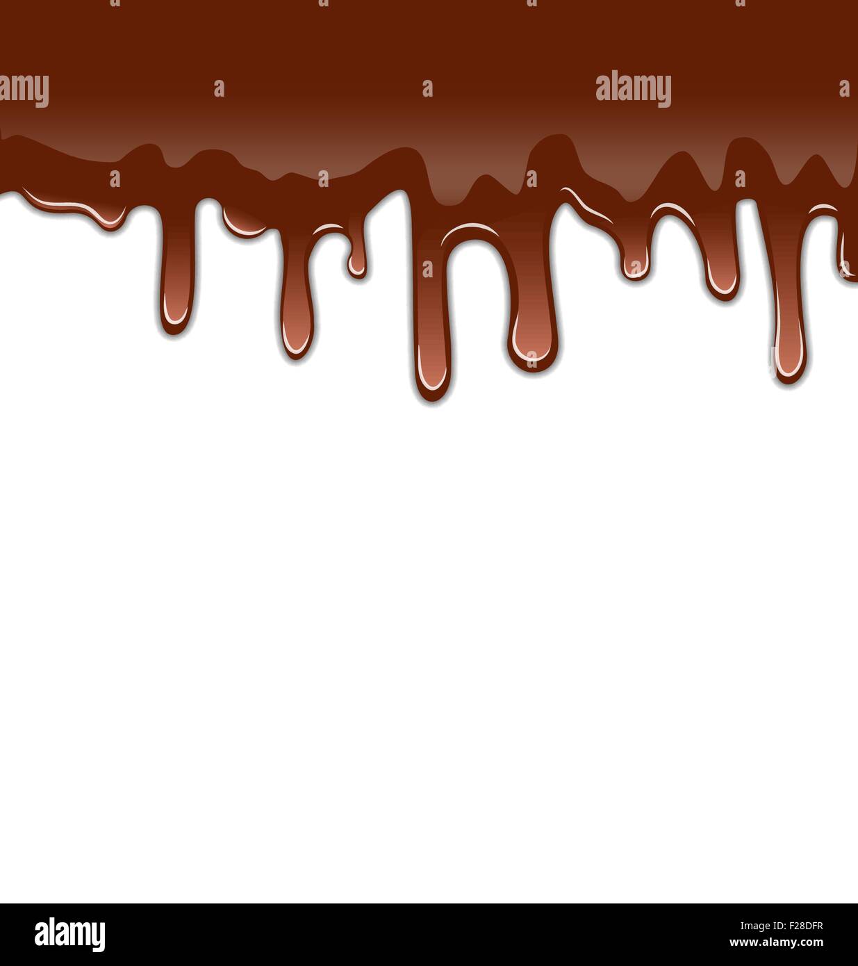 Melted chocolate syrupy drips isolated on white background, swee Stock Vector