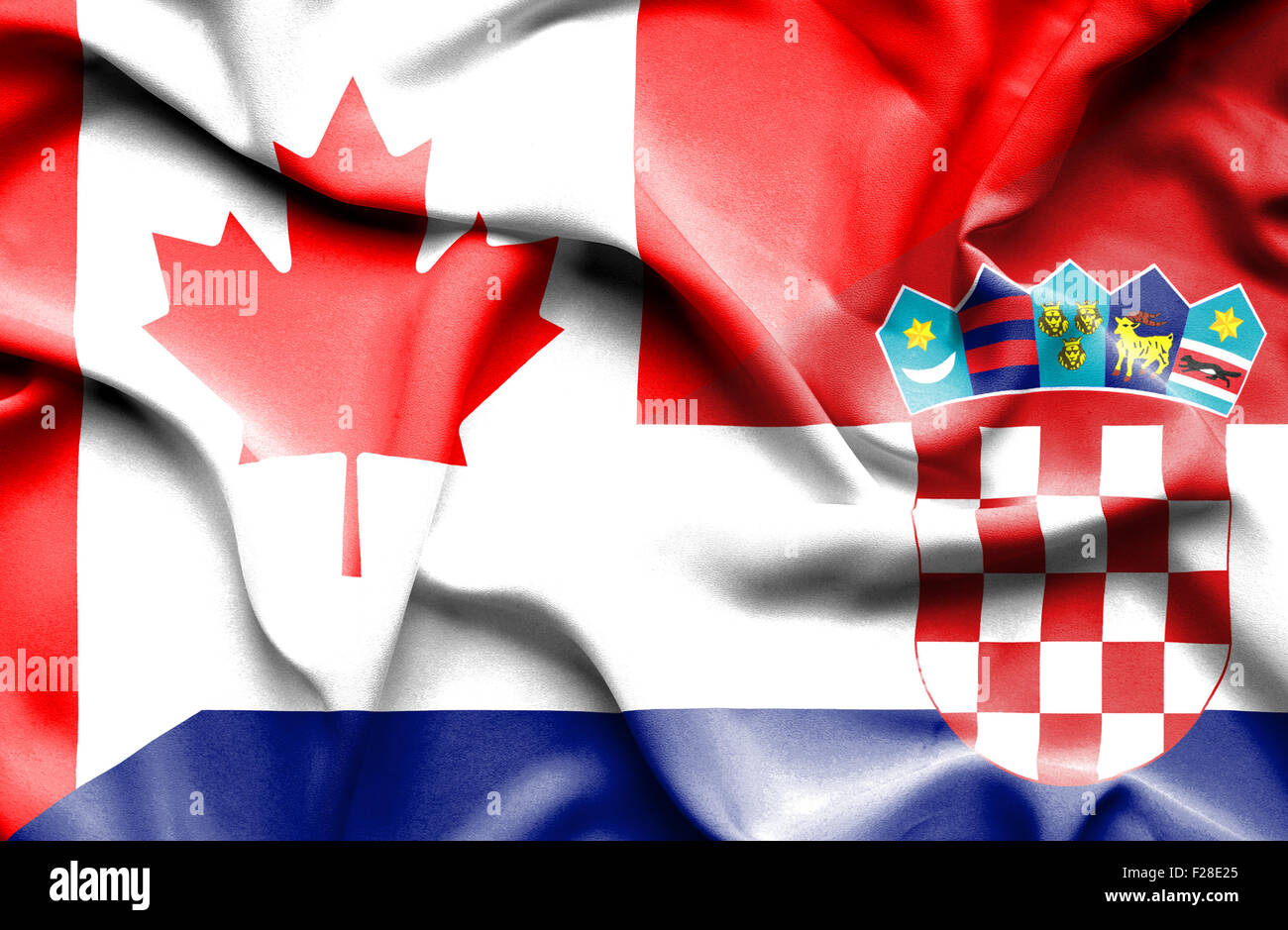 Waving flag of Croatia and Canada Stock Photo - Alamy