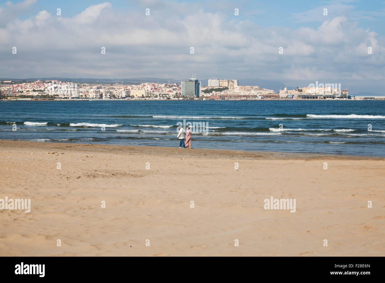 Sandy beach and sea Melilla autonomous city state Spanish territory in north Africa, Spain Stock Photo