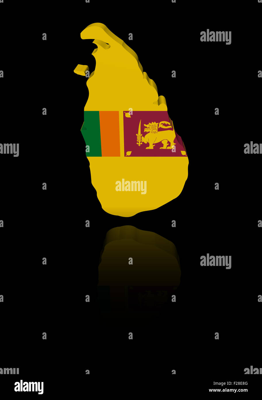 Sri Lanka map flag with reflection illustration Stock Photo