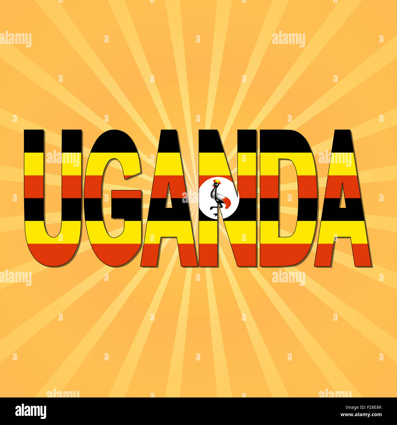 Uganda flag text with sunburst illustration Stock Photo Alamy