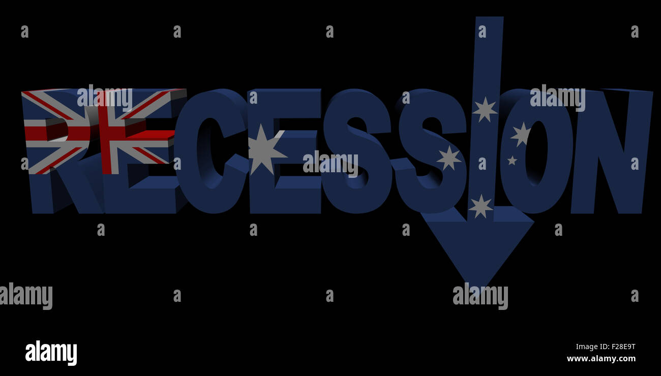 Recession text arrow with Australian flag illustration Stock Photo Alamy