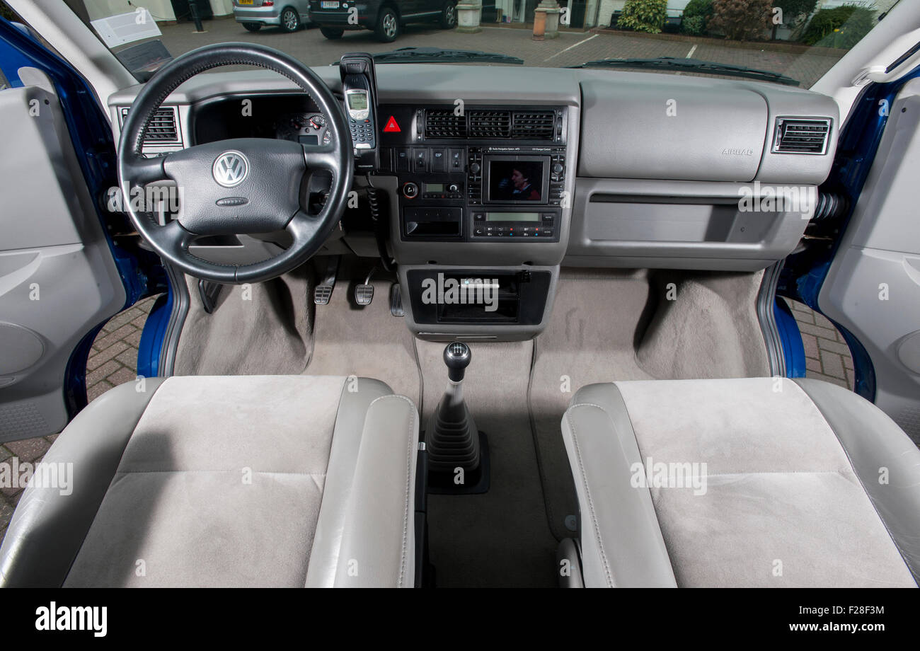 2001 Volkswagen T4 camper van cab interior Stock Photo - Alamy