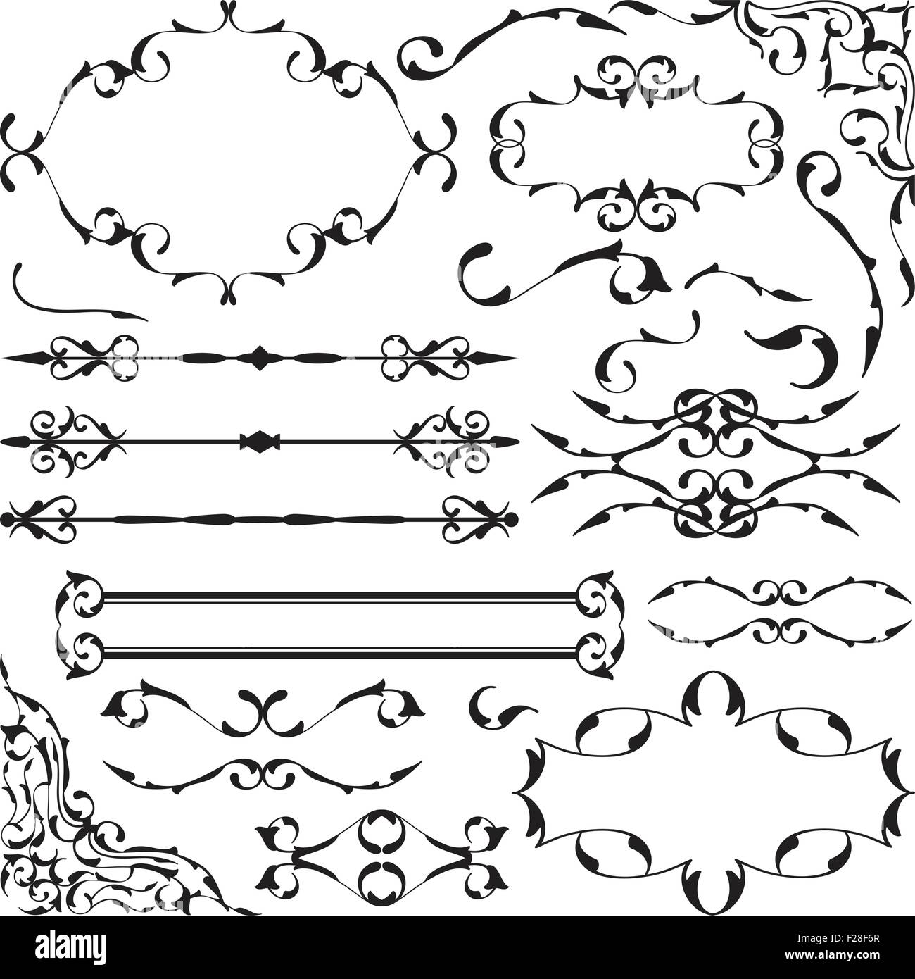 Set of vintage baroque art elements is on white Stock Vector Image ...