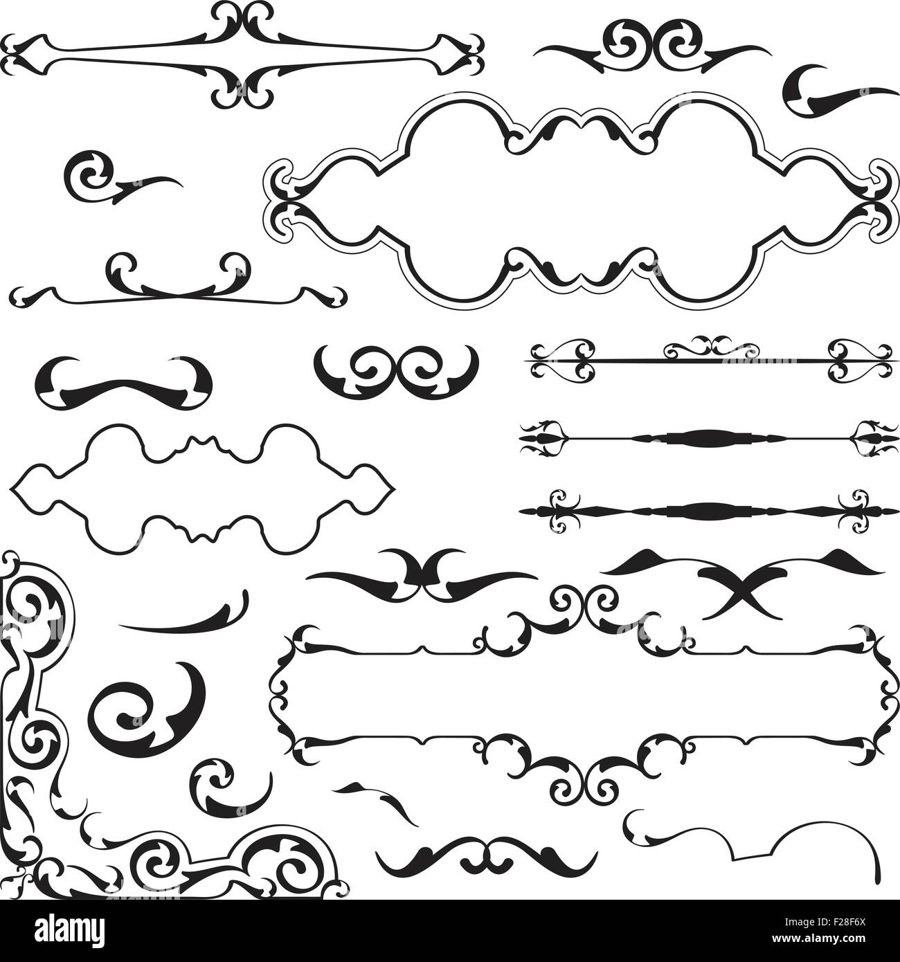 Set of vintage baroque ornate elements on white Stock Vector Image ...