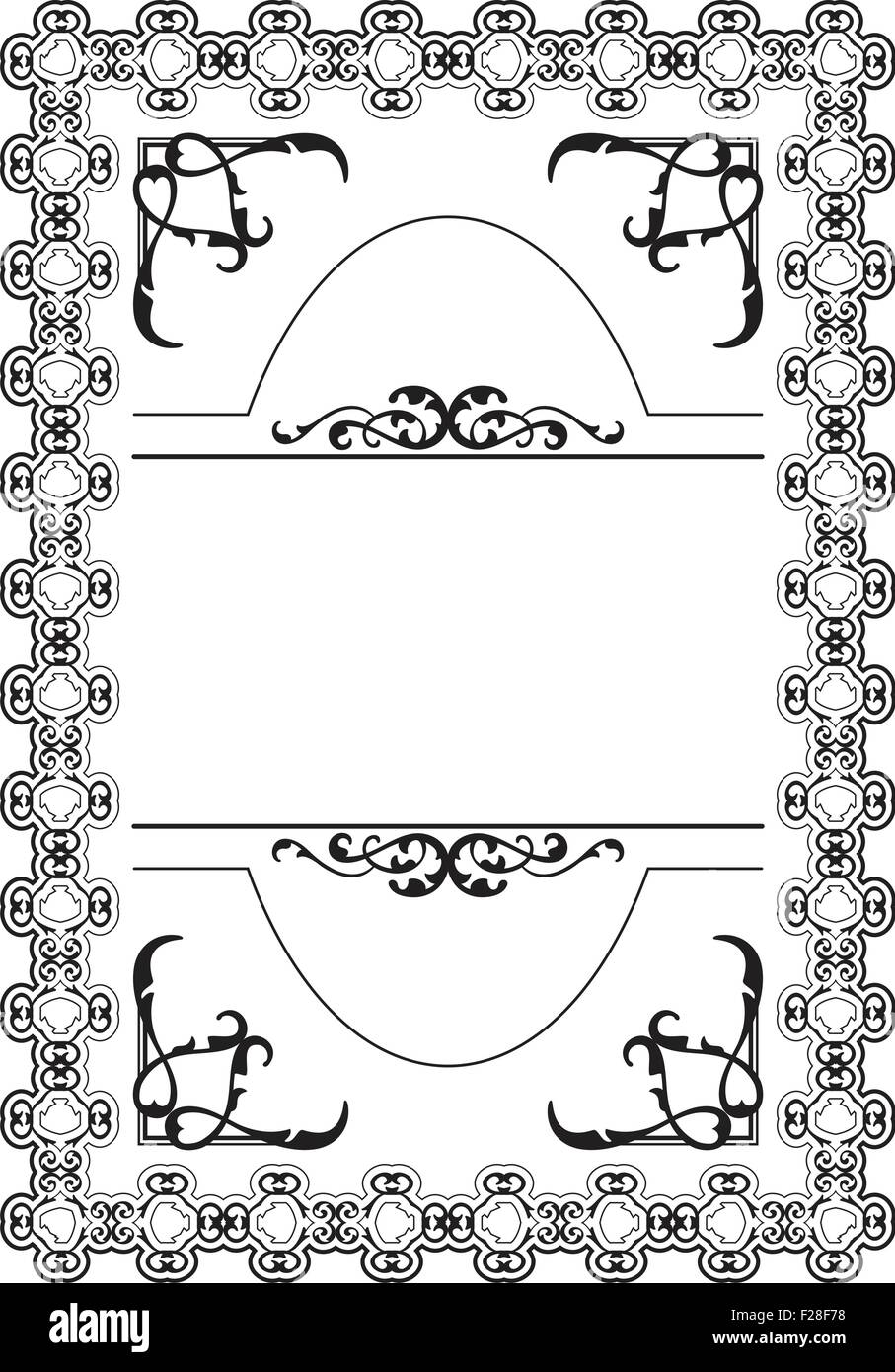 The victorian book frame is on white Stock Vector