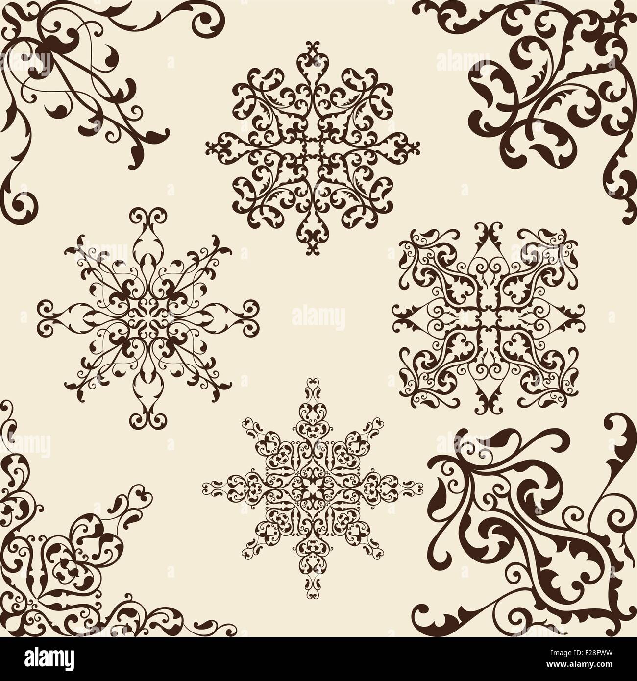 Victorian corners art set on beige Stock Vector Image & Art - Alamy