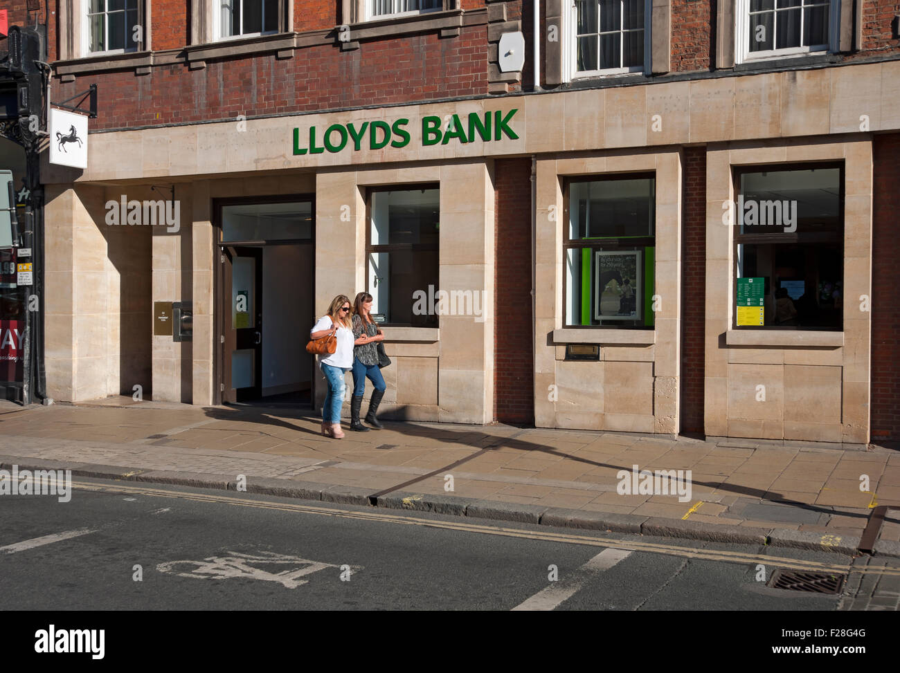 Lloyds Bank branch exterior Pavement York North Yorkshire England UK United Kingdom GB Great Britain Stock Photo
