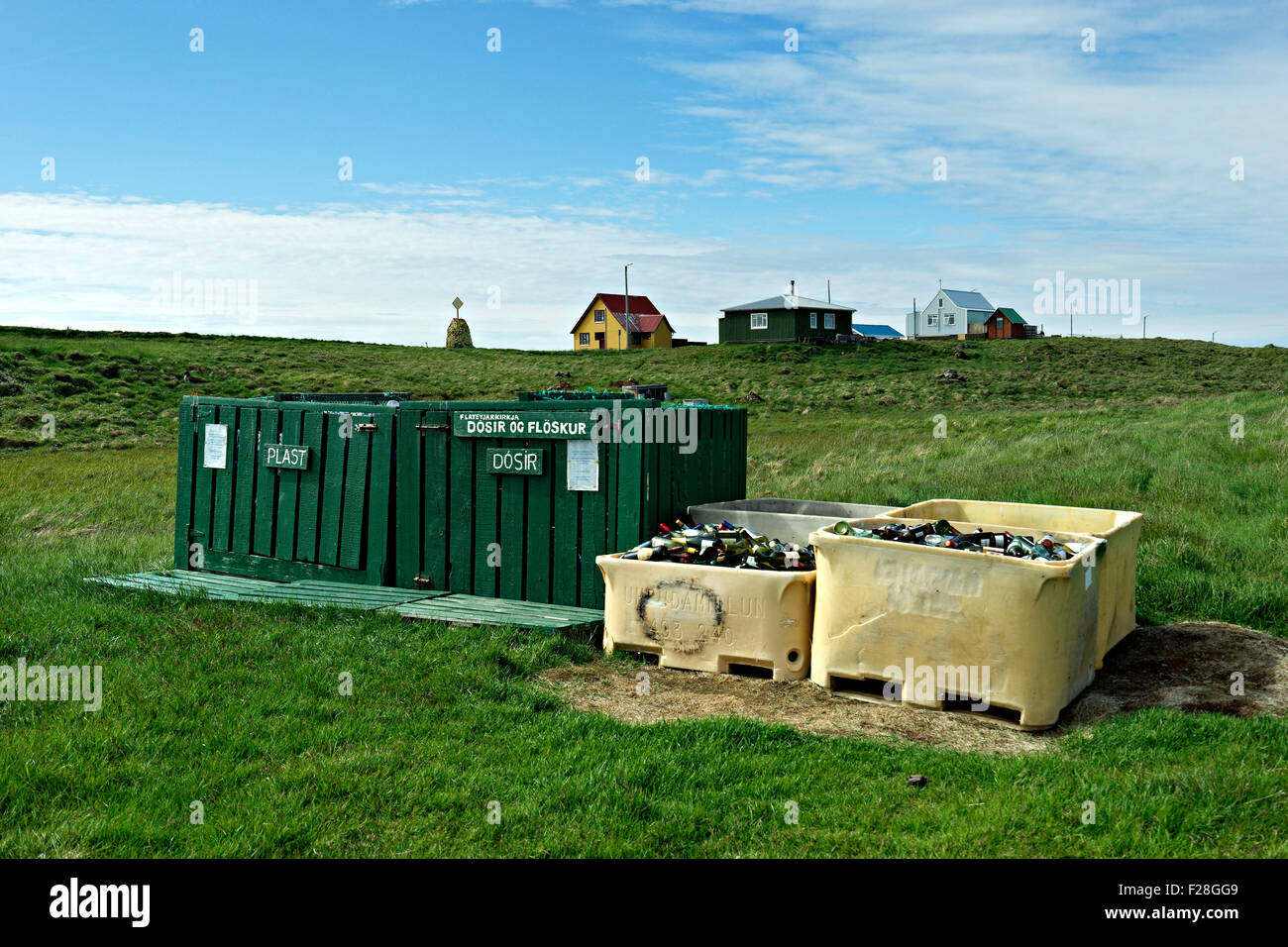 Recycling depot, Flatey Island, Iceland Europe Stock Photo