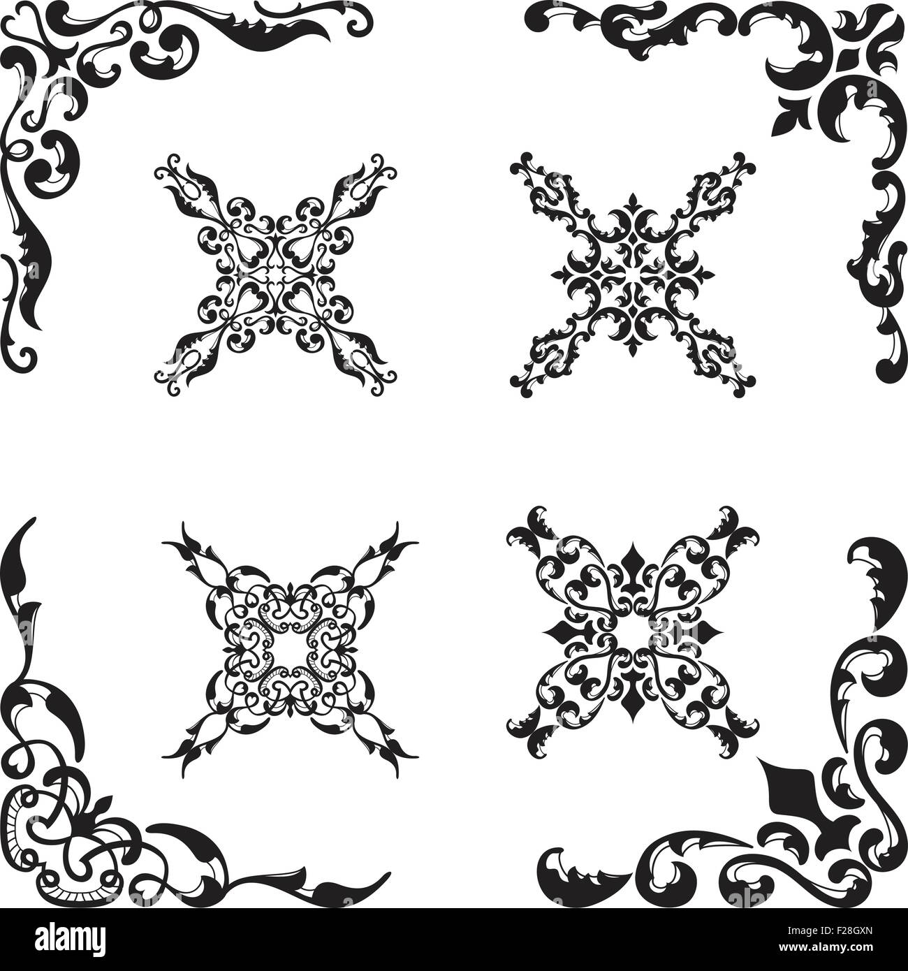 Victorian set of corner elements on white Stock Vector Image & Art - Alamy