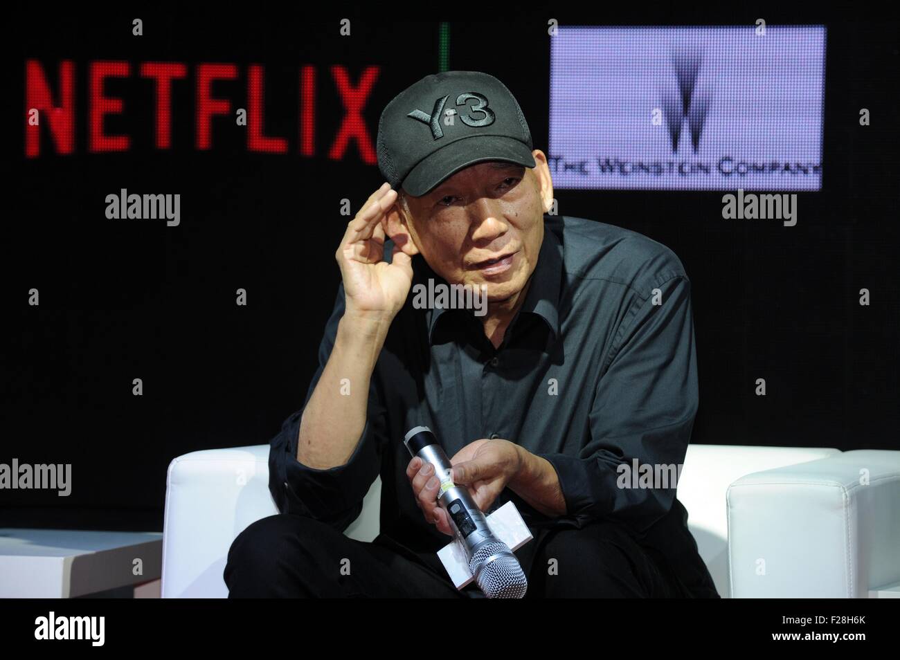 Beijing, China. 14th Sep, 2015. Director Yuen Woo-ping answers question during a press conference of the film 'Crouching Tiger Hidden Dragon II' in Beijing, capital of China, Sept. 14, 2015. The film will be on show on Feb. 8, 2016 in Chinese mainland. Credit:  Ma Yan/Xinhua/Alamy Live News Stock Photo