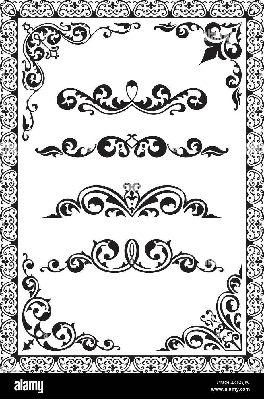 Classic corner and divide elements isolated on white Stock Vector Image ...
