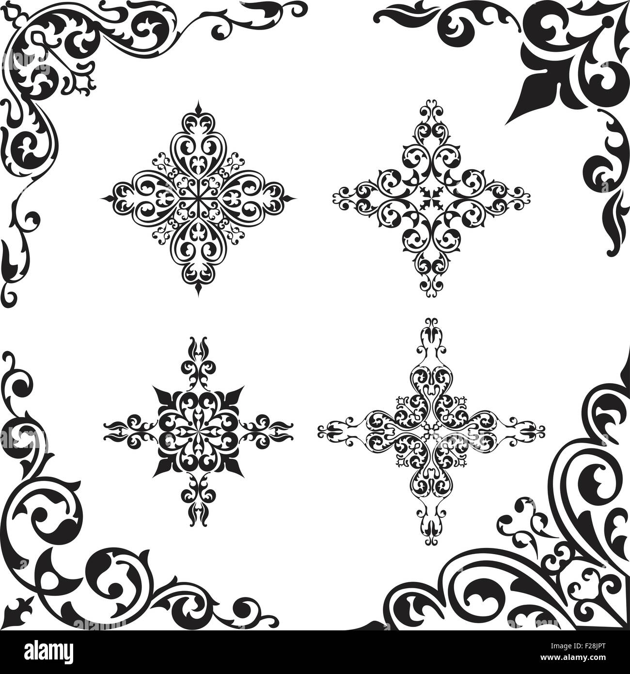 Vintage corner set is isolated on white Stock Vector Image & Art - Alamy