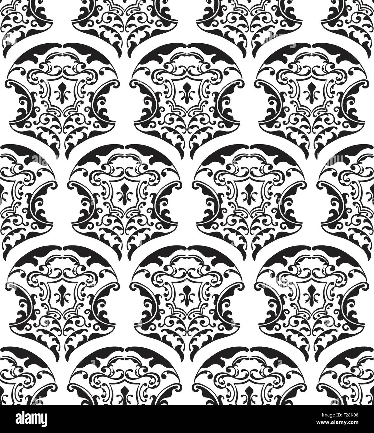 Seamless victorian pattern on white Stock Vector