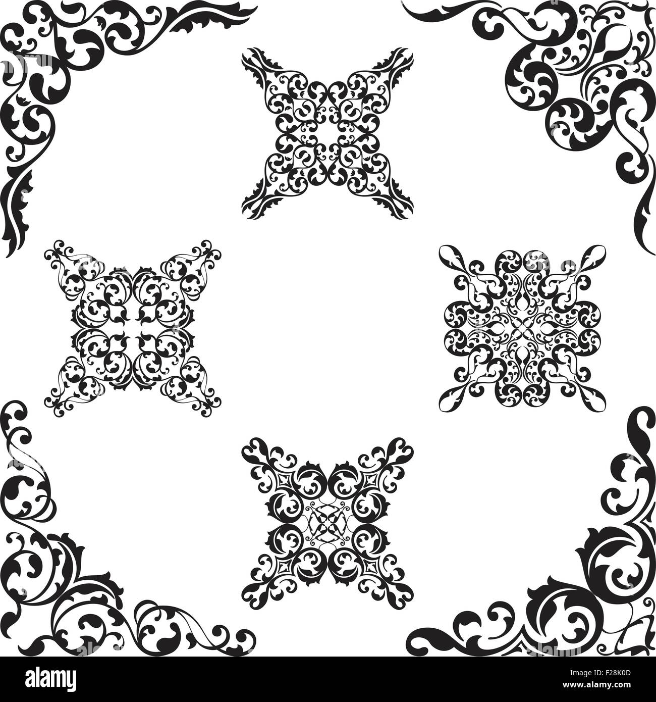 Classical vintage corner set isolated on white Stock Vector Image & Art ...