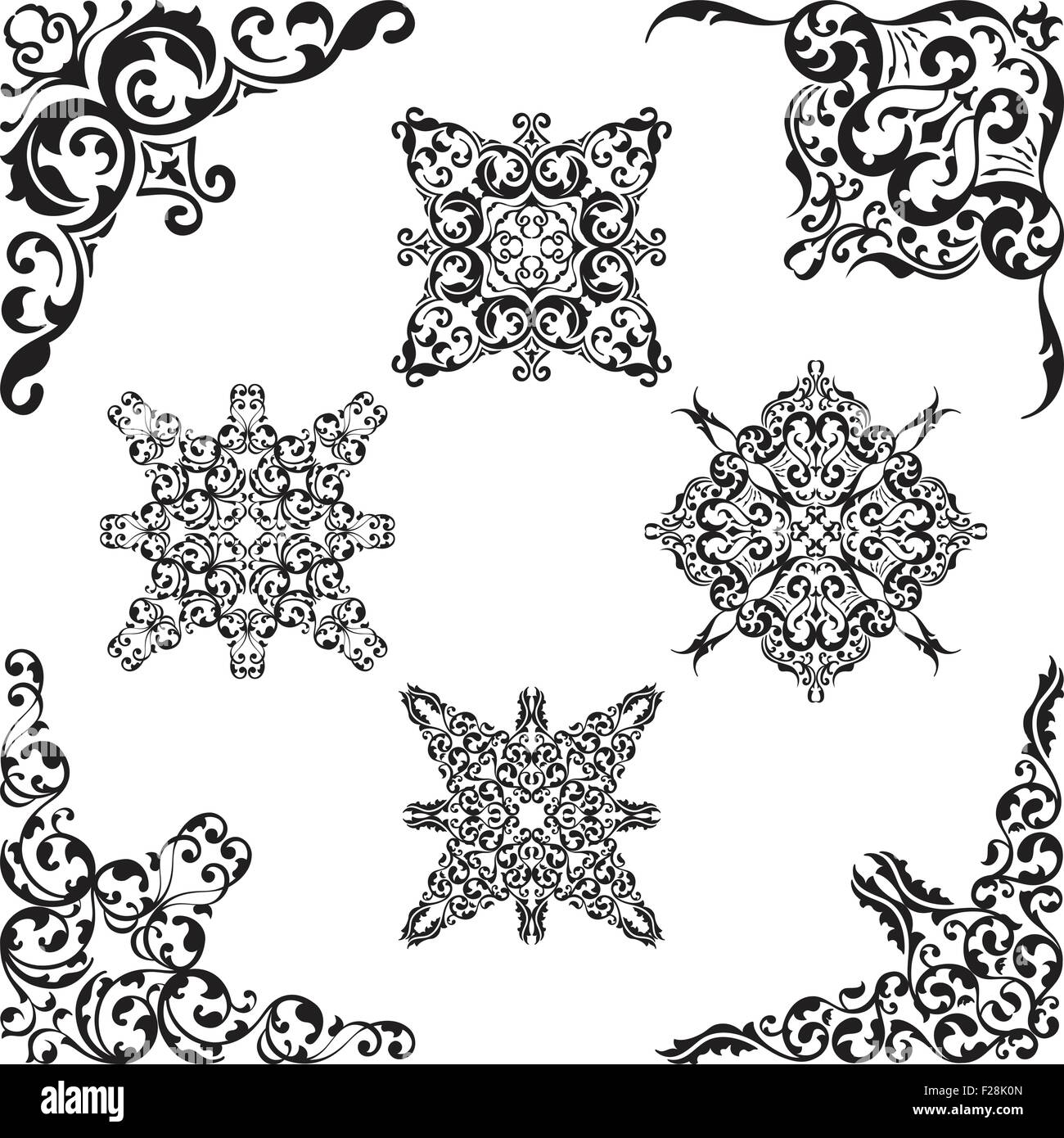 Fine vintage set of corner elements isolated on white Stock Vector ...