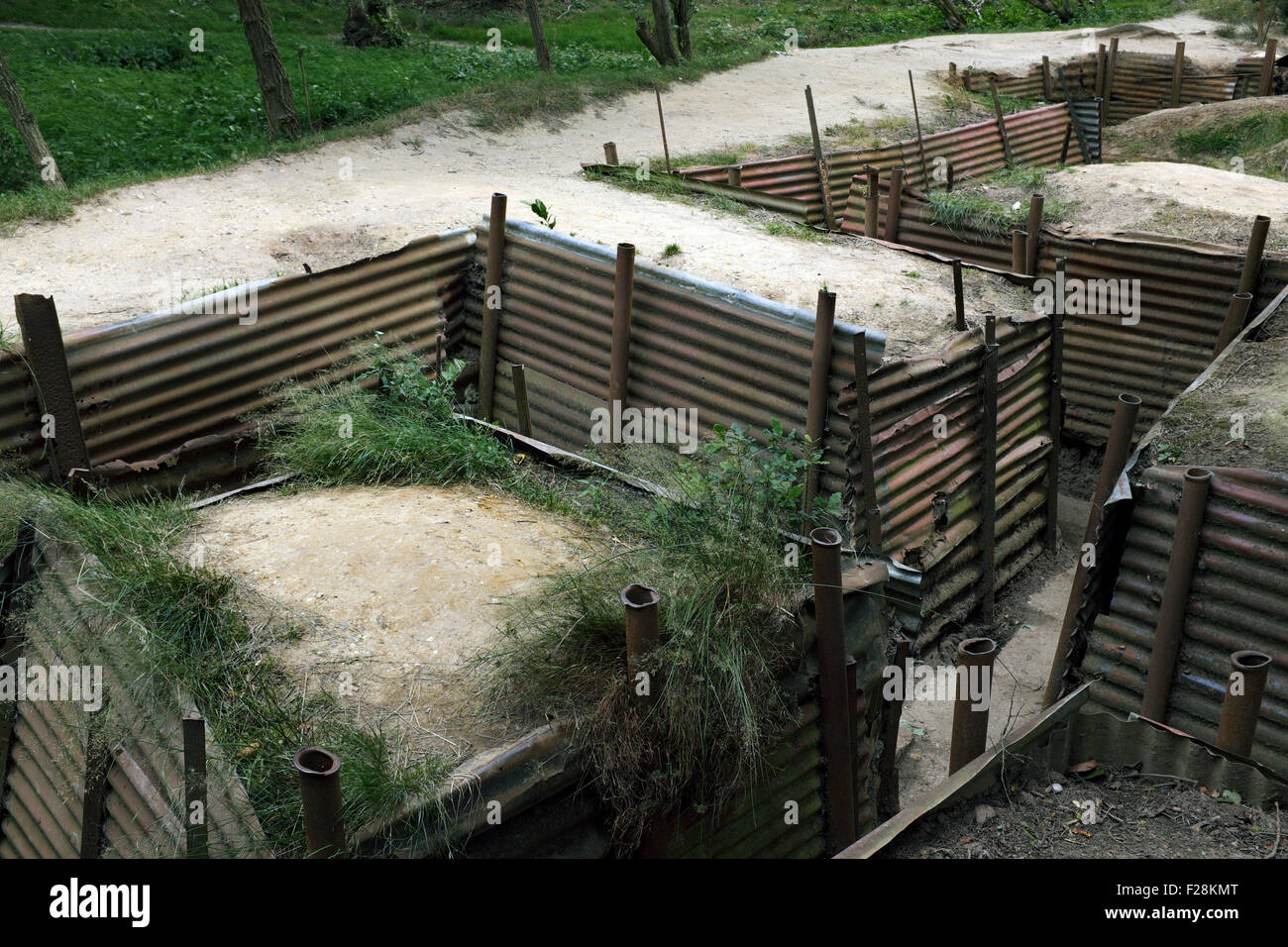 Preserved trenches in Sanctuary Wood, Flanders, Belgium Stock Photo