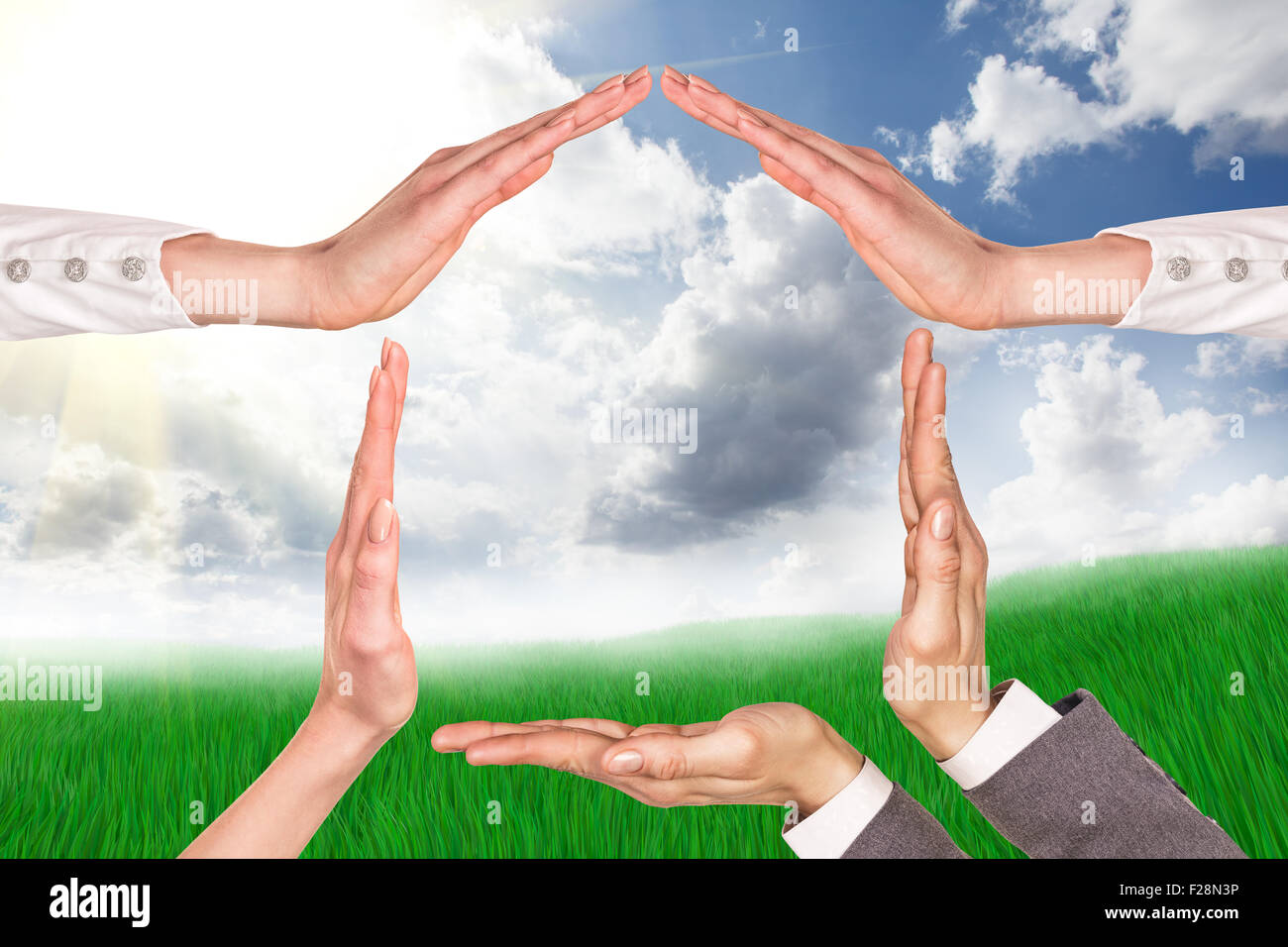 Hand home symbol Stock Photo