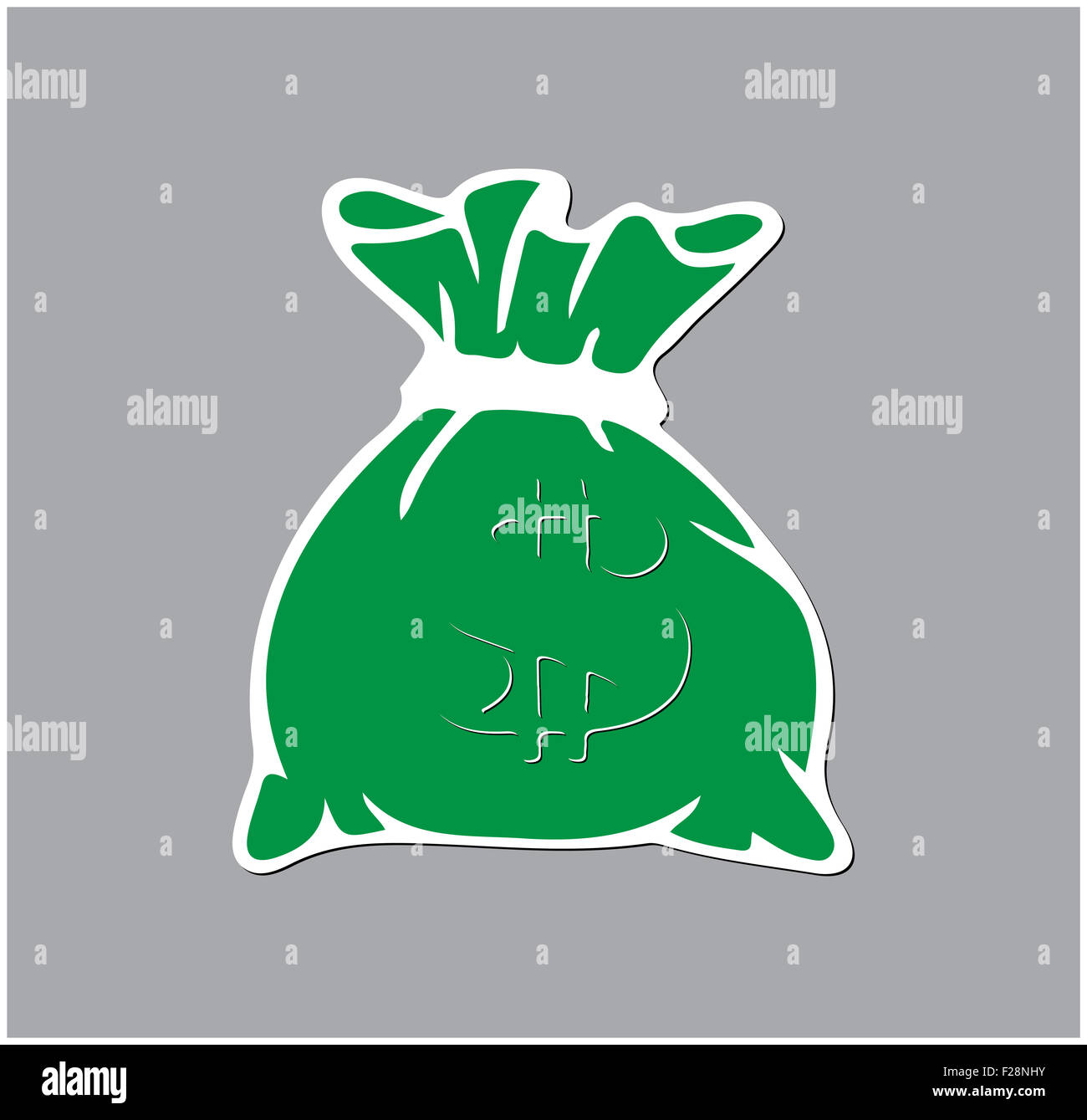 Green money bag icon with dollar sign on grey background. Vector ...