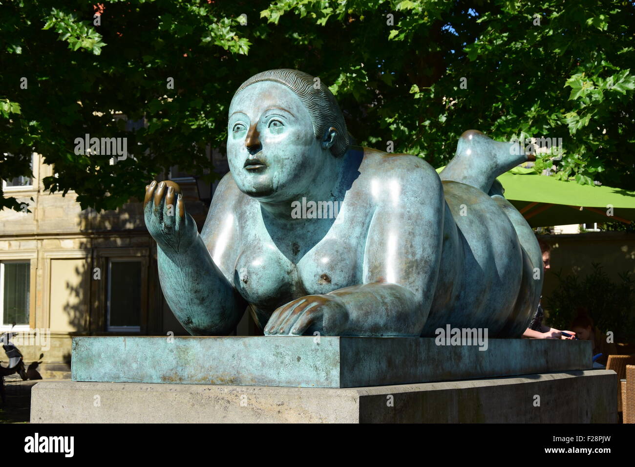 Sculpture Of A Lying Fat Naked Woman By Fernando Botero In Bamberg