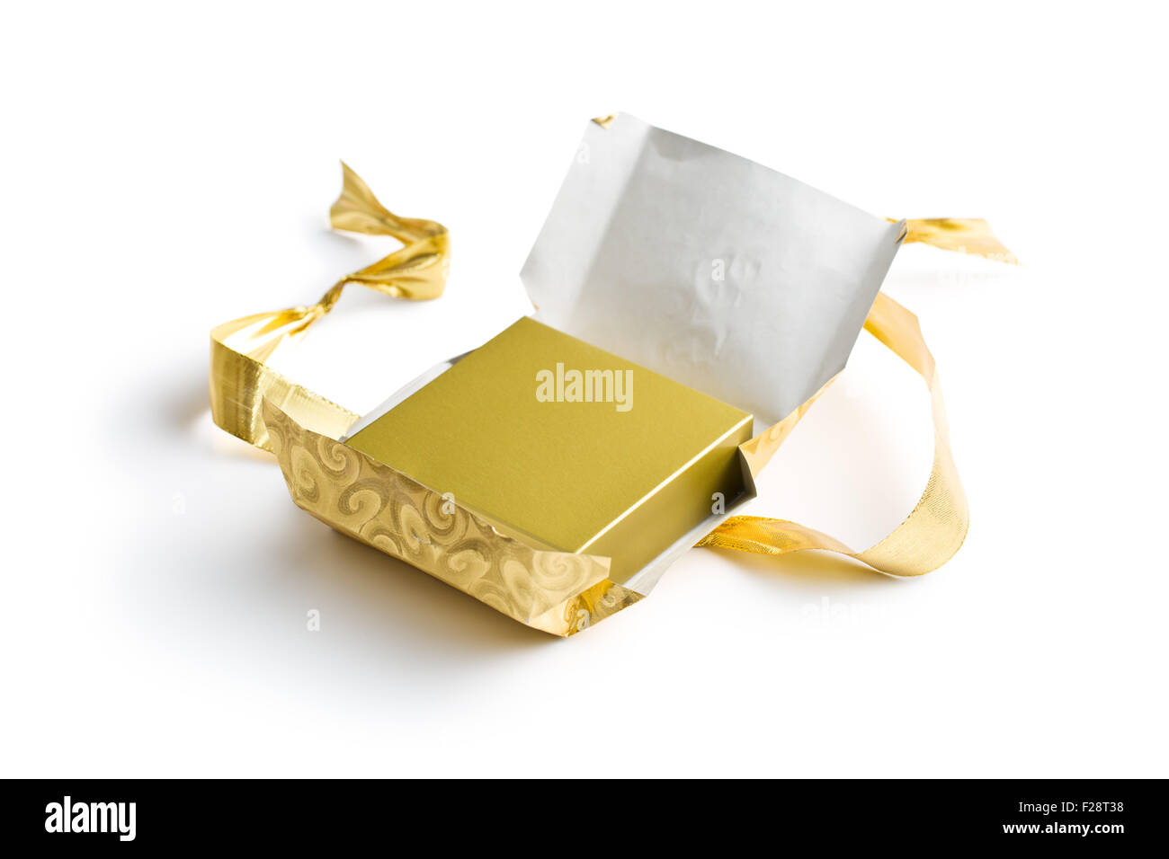 unwrapped gift on white background Stock Photo